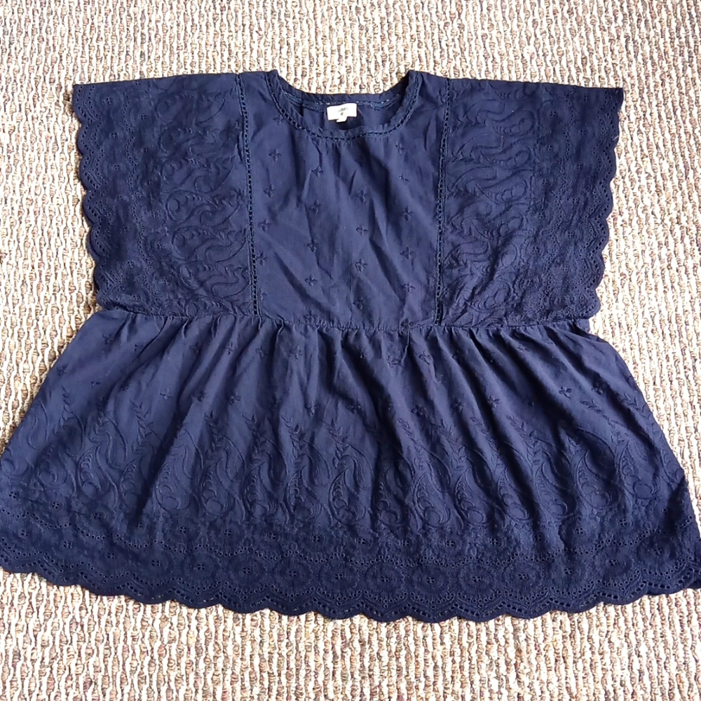 Navy blue boho chic top
